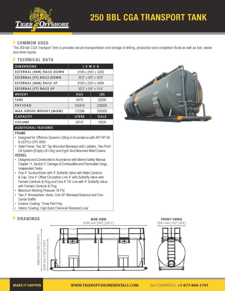 250 bb CGA Transport Tank