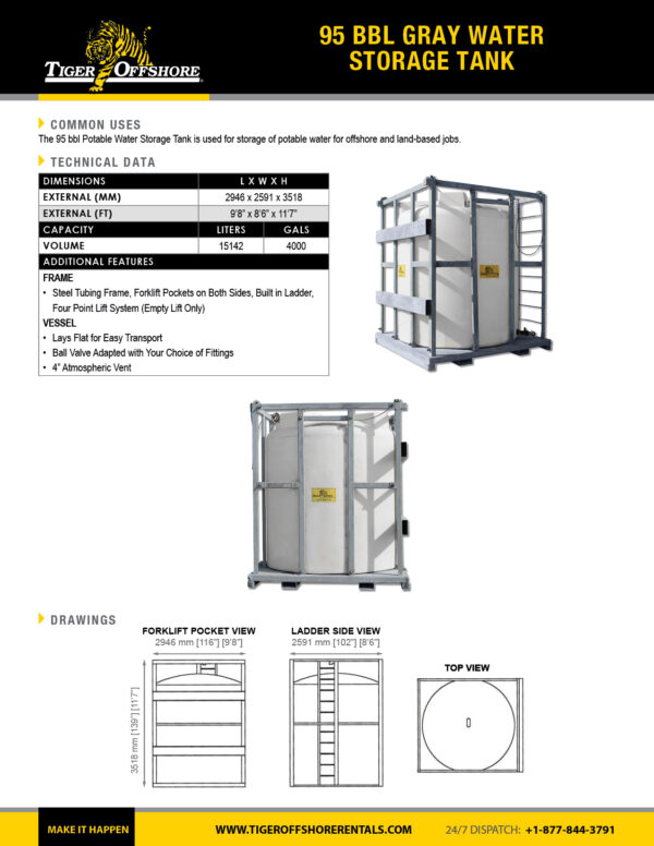 95 bbl Gray Water Storage Tank