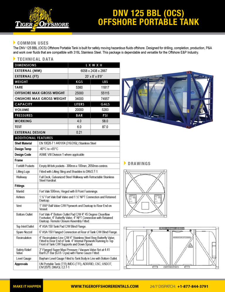 Tank Strapping Charts - Tiger Offshore Rentals