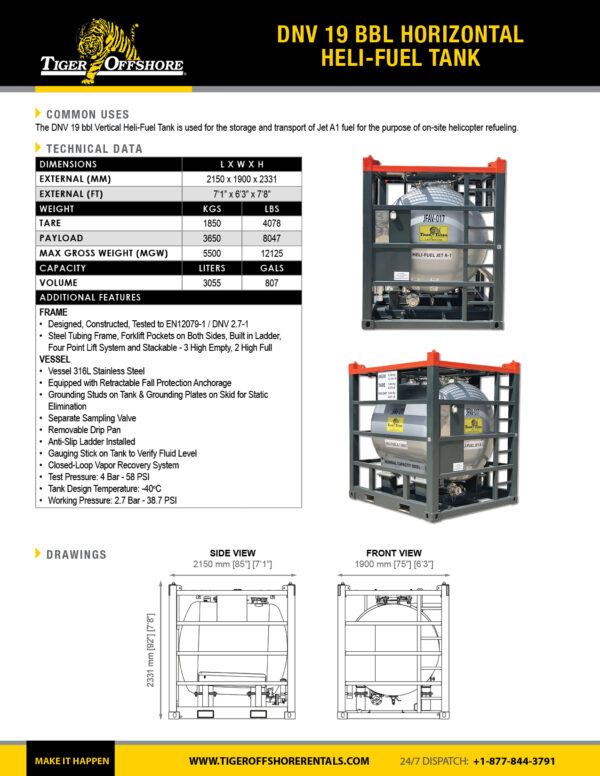 DNV 19 BBL HORIZONTAL HELI-FUEL TANK