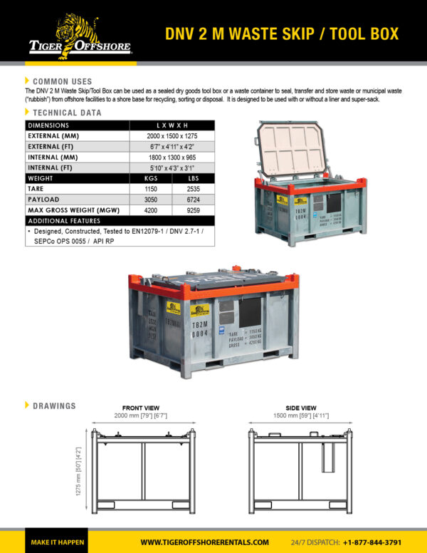 DNV 2 M Waste Skip / Tool Box