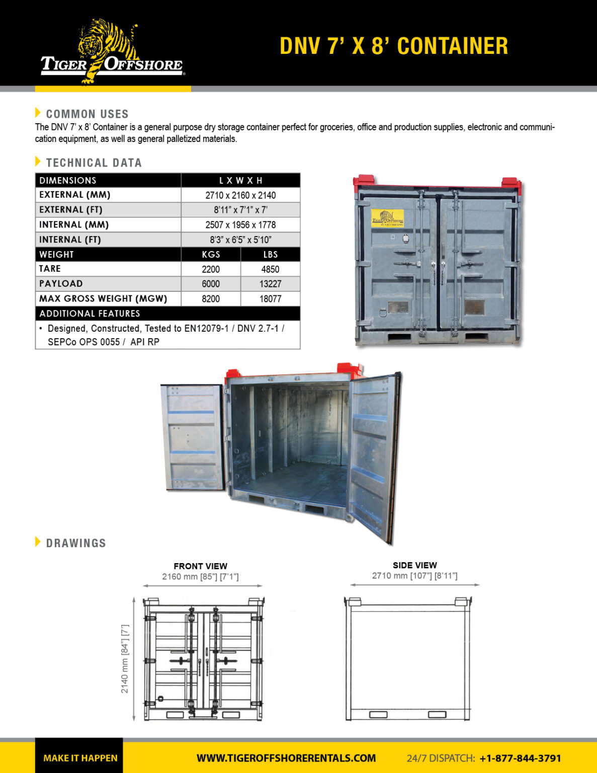 Containers - Specification Sheets - Tiger Offshore Rentals