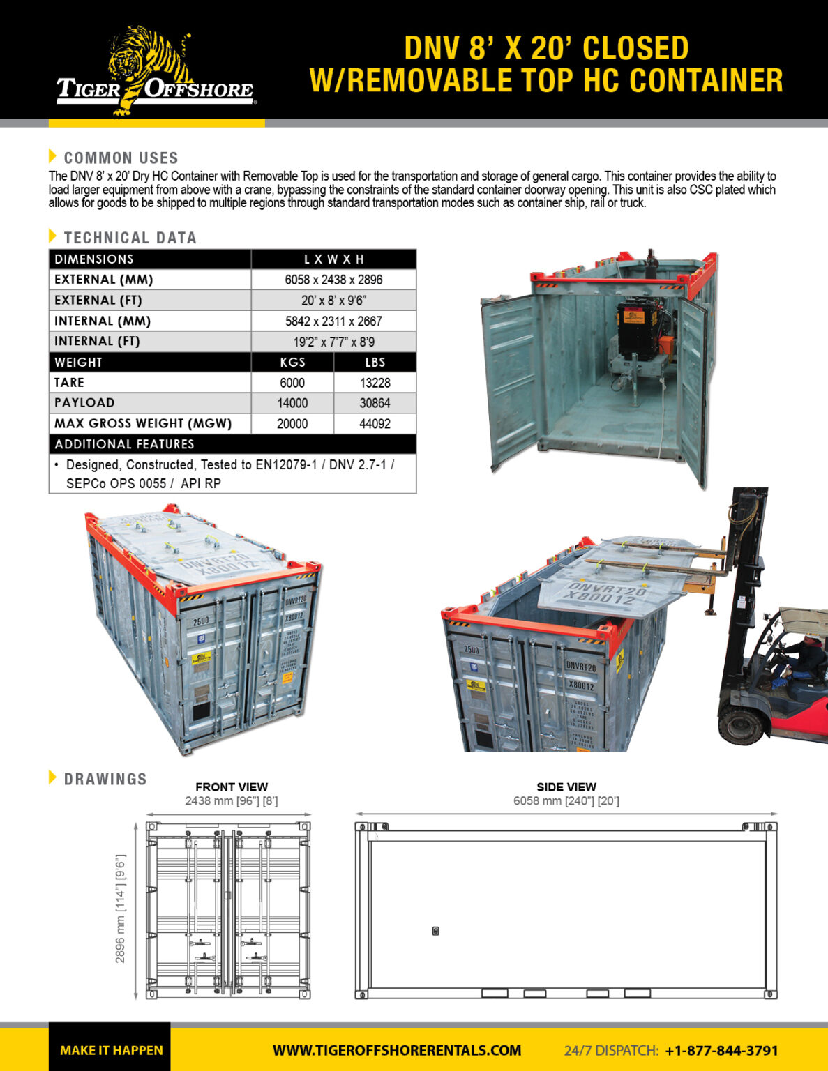 Containers - Specification Sheets - Tiger Offshore Rentals