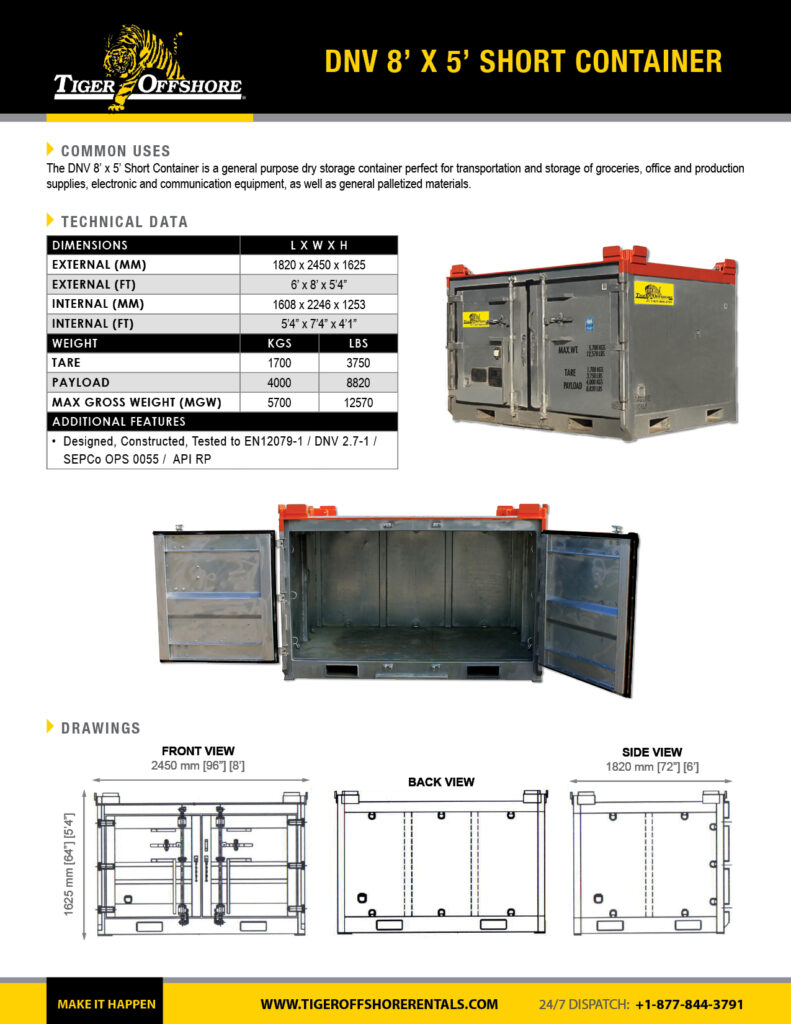 DNV 8 X 5 SHORT CONTAINER
