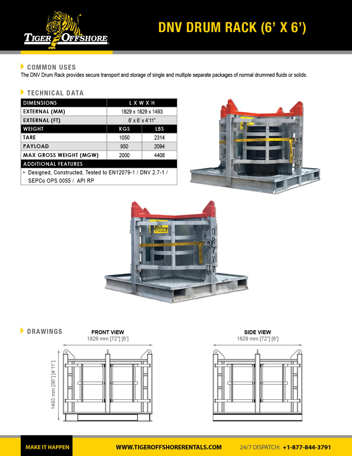Offshore Explosion Proof Rack Specification Sheets - Tiger Offshore Rentals