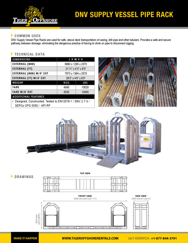 Spec Sheet Rack Specification Sheets - Tiger Offshore Rentals