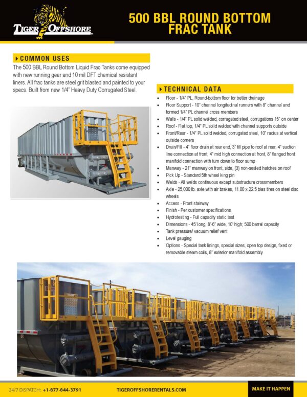 500 bbl Round Bottom Fluid Storage Tanks - Image 2