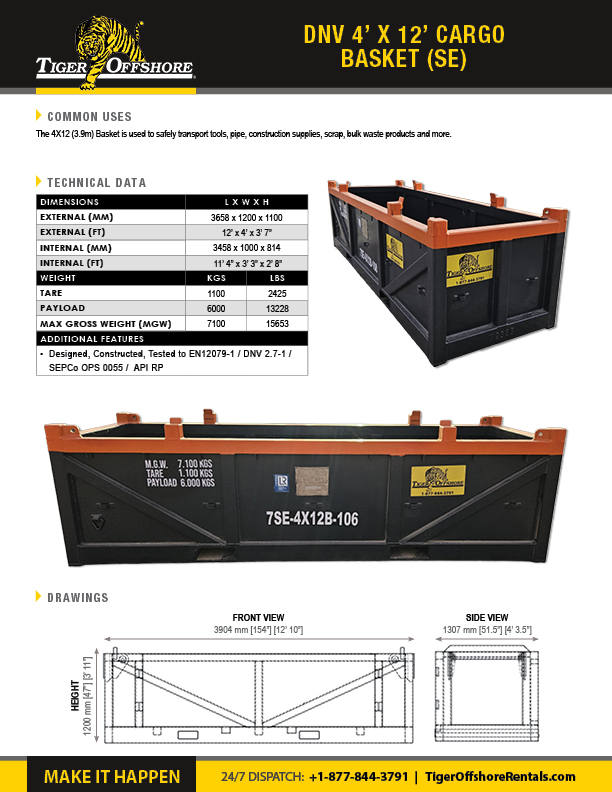 DNV 4x12 Cargo Basket SE Spec Sheet
