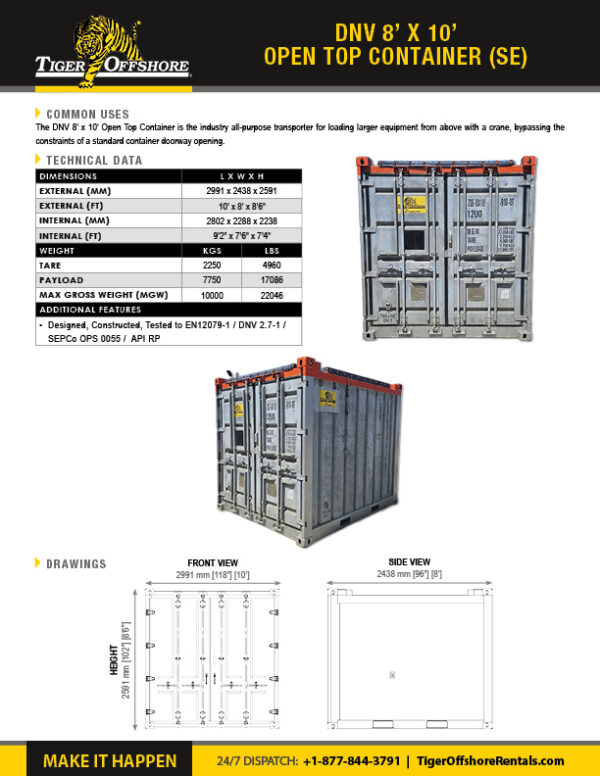 Containers - Specification Sheets - Tiger Offshore Rentals