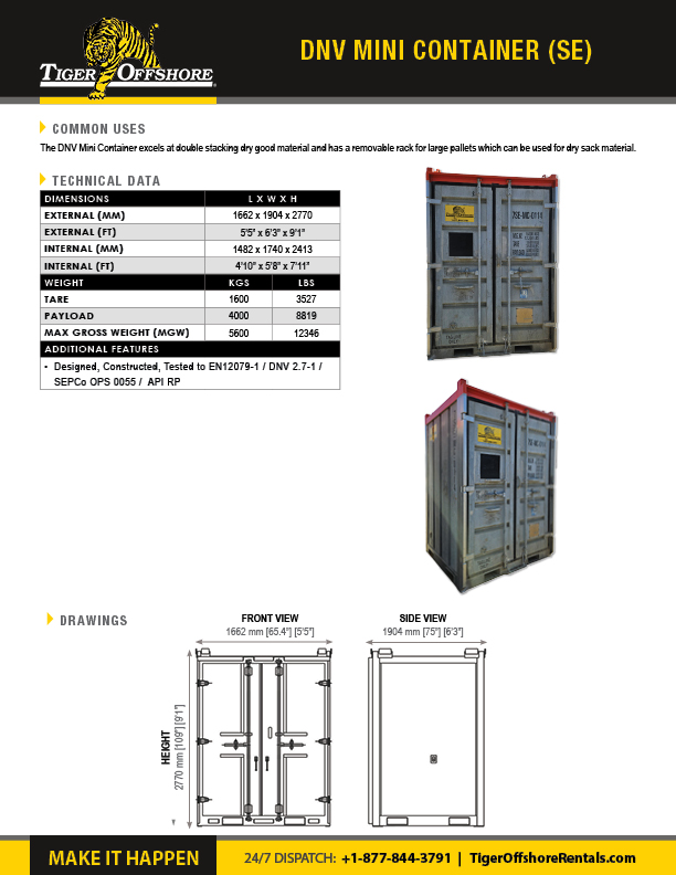 DNV Mini Container (SE) Spec Sheet